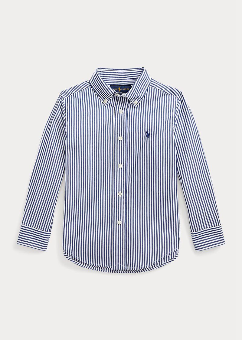 Camisas Ralph Lauren Niño 1.5-6 Años Striped Cotton Poplin Chile Azul Marino AZHQO-9463